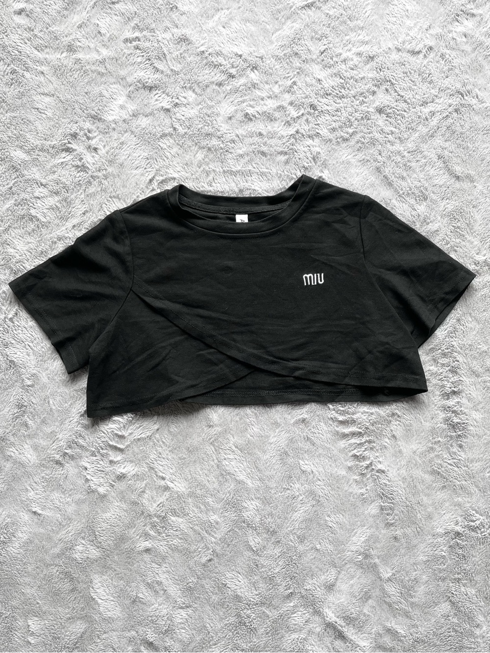 Black Asymmetrical Cropped T-Shirt